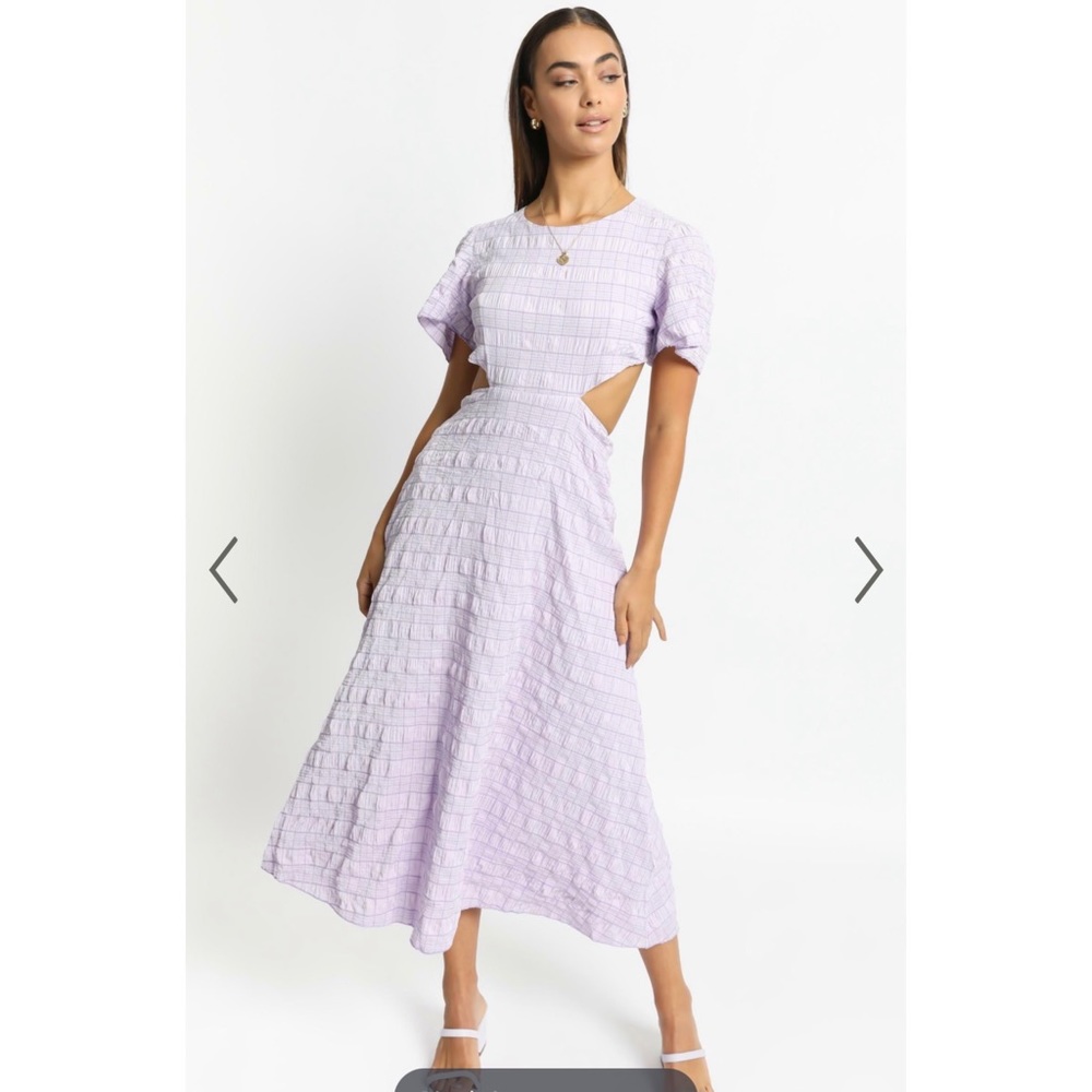 Showpo lilac check textured cutout maxi dress Akara open back